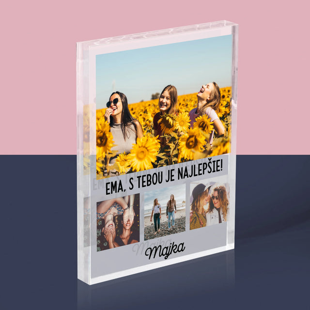 Fotografia A Podpis: Najlepšie Kamarátky - Akrylový Blok (Vertikálne)