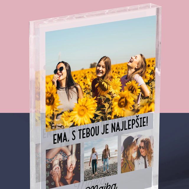 Fotografia A Podpis: Najlepšie Kamarátky - Akrylový Blok (Vertikálne)