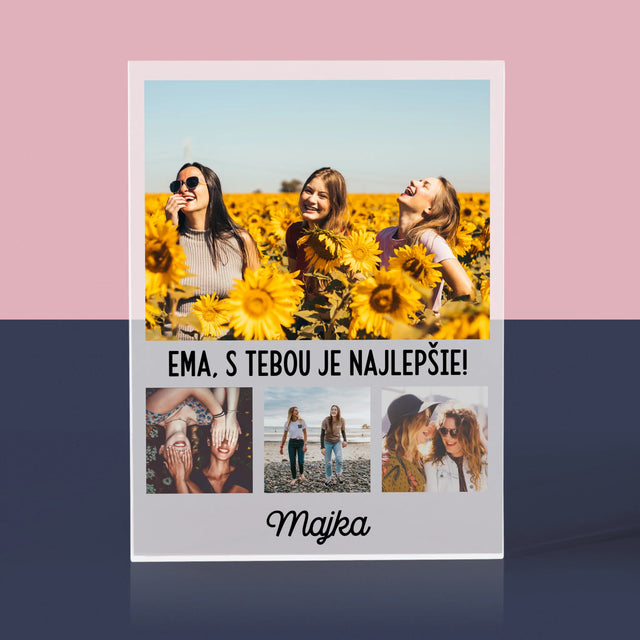 Fotografia A Podpis: Najlepšie Kamarátky - Akrylový Blok (Vertikálne)