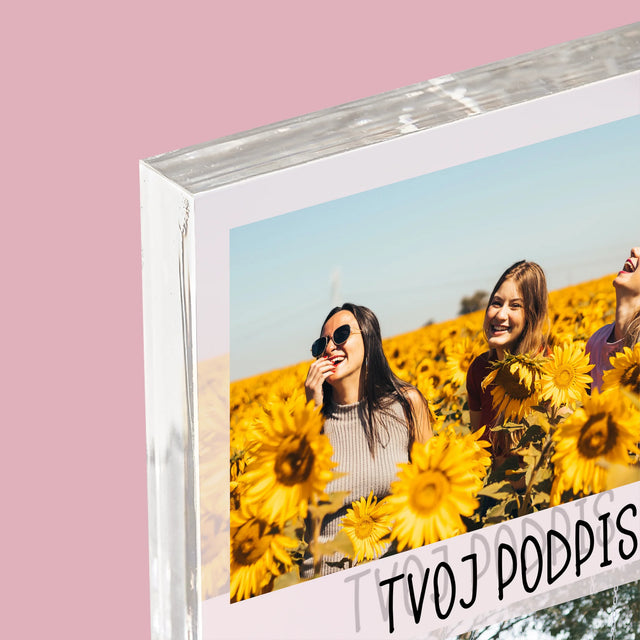 Fotokoláž: 2 Fotografie A Podpis - Akrylový Blok (Vertikálne)