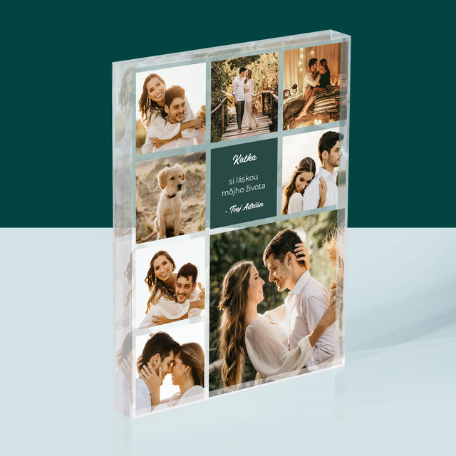 Fotokoláž: Milostná Koláž - Akrylový Blok (Vertikálne)
