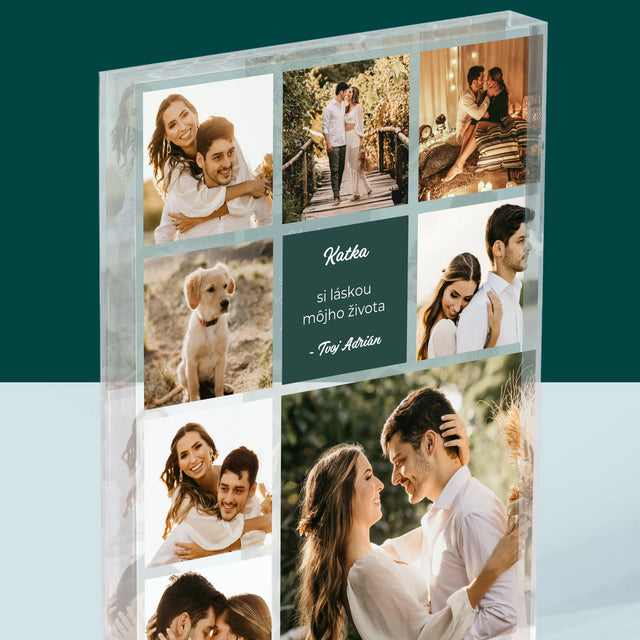 Fotokoláž: Milostná Koláž - Akrylový Blok (Vertikálne)