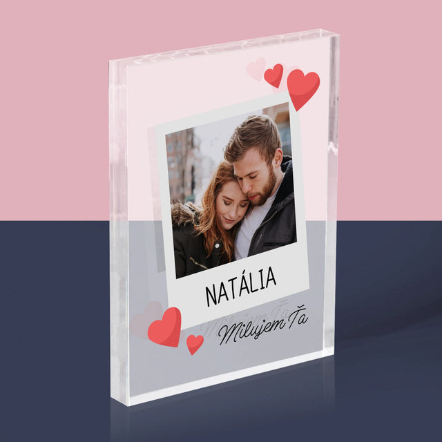 Fotografia A Podpis: Milujem Ťa Fotografia - Akrylový Blok (Vertikálne)