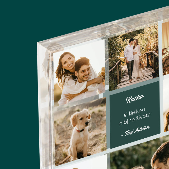 Fotokoláž: Milostná Koláž - Akrylový Blok (Vertikálne)