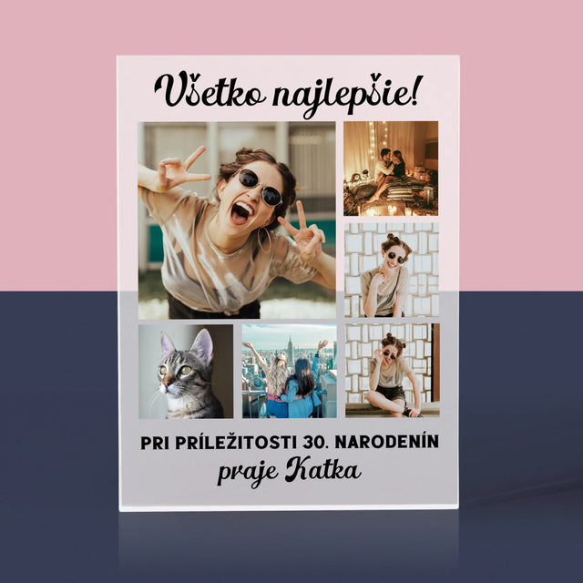 Fotokoláž: Narodeninová Koláž Z Fotografií - Akrylový Blok (Vertikálne)