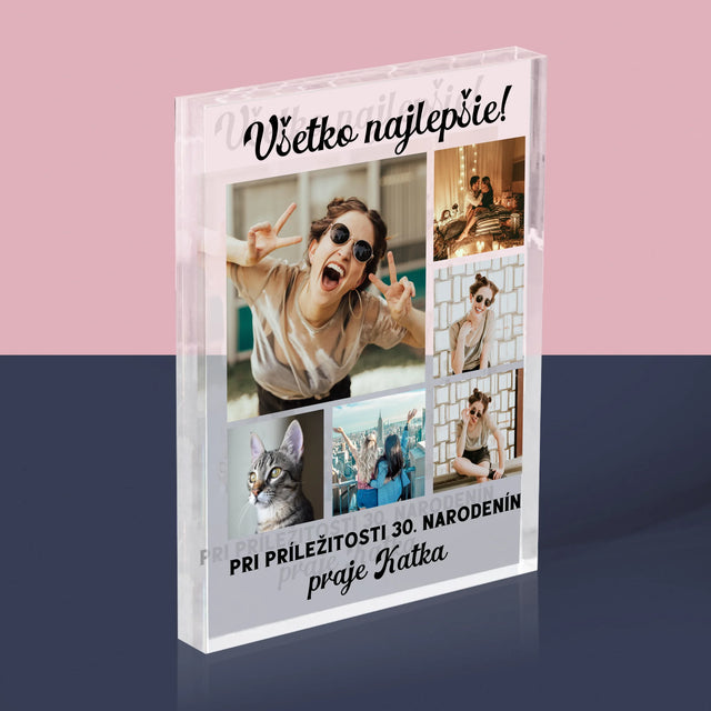 Fotokoláž: Narodeninová Koláž Z Fotografií - Akrylový Blok (Vertikálne)