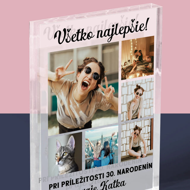 Fotokoláž: Narodeninová Koláž Z Fotografií - Akrylový Blok (Vertikálne)