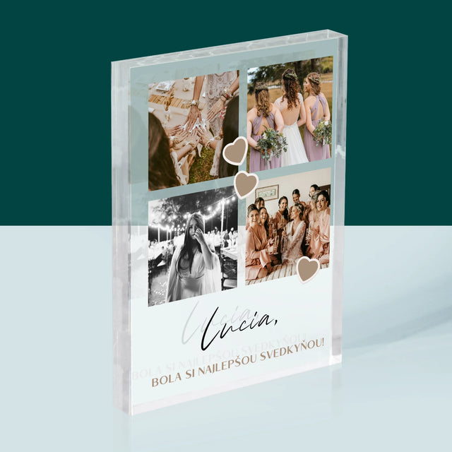 Fotokoláž: Ďakujem Koláž Z Fotiek Pre Svedkyňu - Akrylový Blok (Vertikálne)