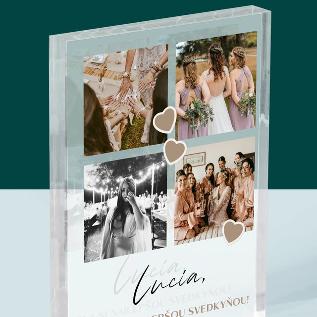 Fotokoláž: Ďakujem Koláž Z Fotiek Pre Svedkyňu - Akrylový Blok (Vertikálne)