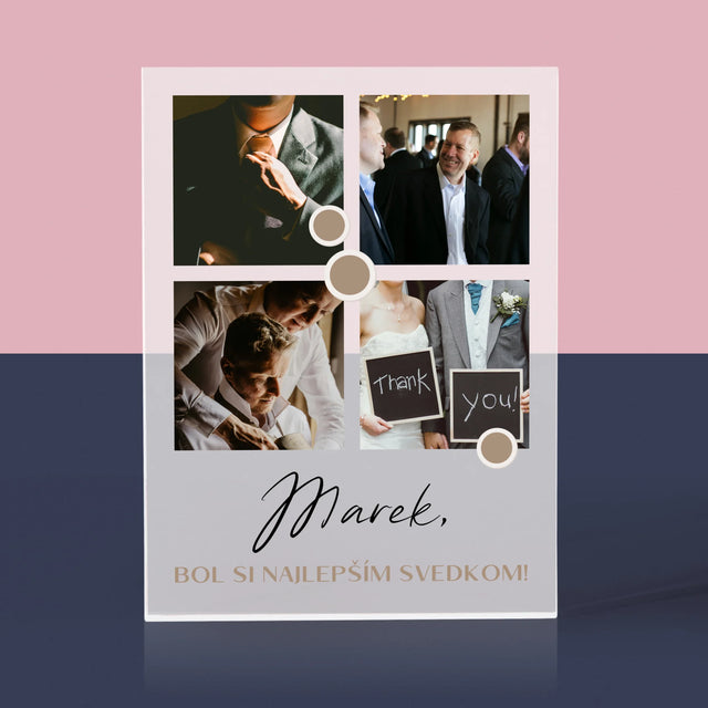 Fotokoláž: Ďakujem Koláž Z Fotiek Pre Svedka - Akrylový Blok (Vertikálne)