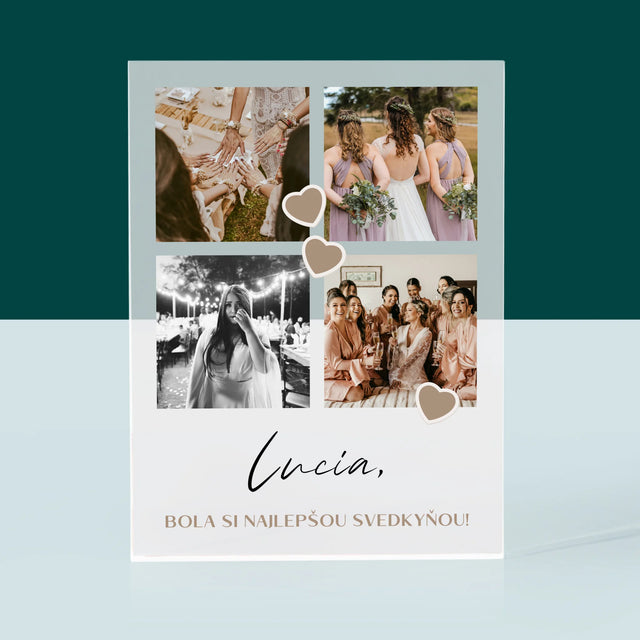 Fotokoláž: Ďakujem Koláž Z Fotiek Pre Svedkyňu - Akrylový Blok (Vertikálne)