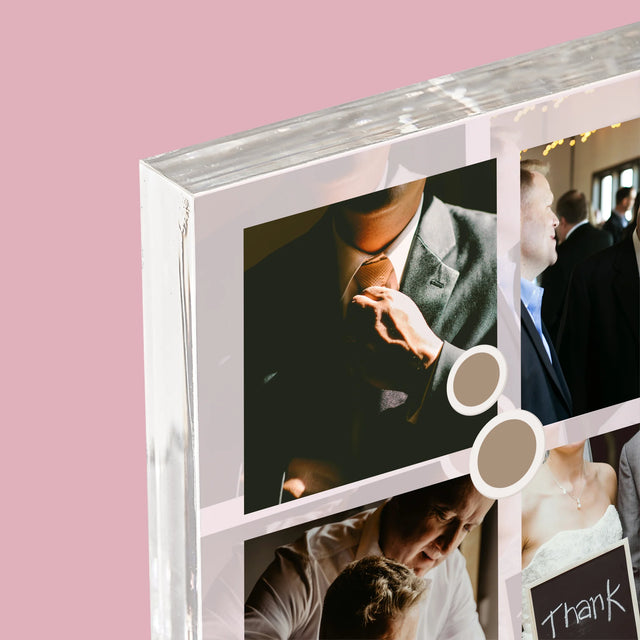 Fotokoláž: Ďakujem Koláž Z Fotiek Pre Svedka - Akrylový Blok (Vertikálne)