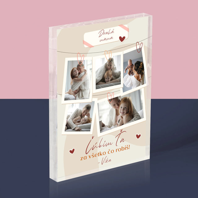 Fotokoláž: Ľúbim Ťa Mama Fotografie - Akrylový Blok (Vertikálne)