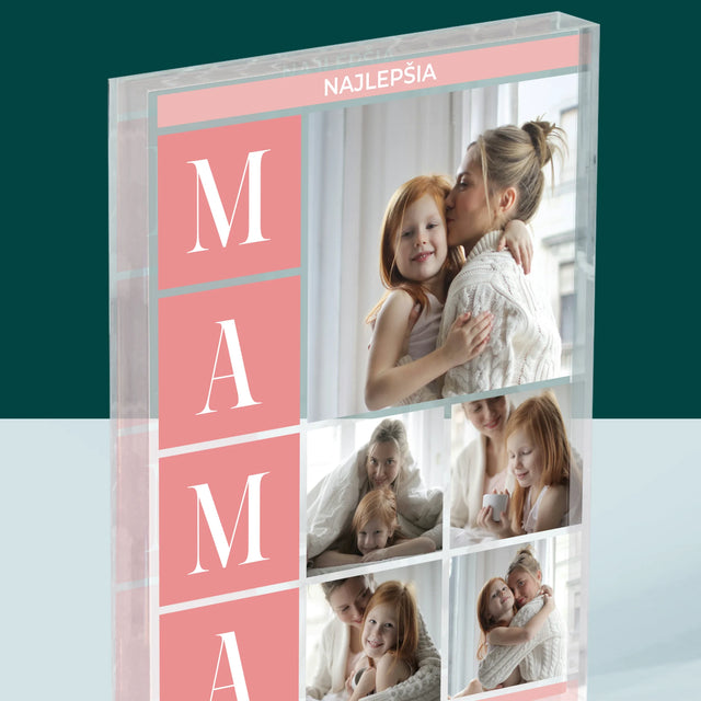 Fotokoláž: Najlepšia Mama Koláž - Akrylový Blok (Vertikálne)