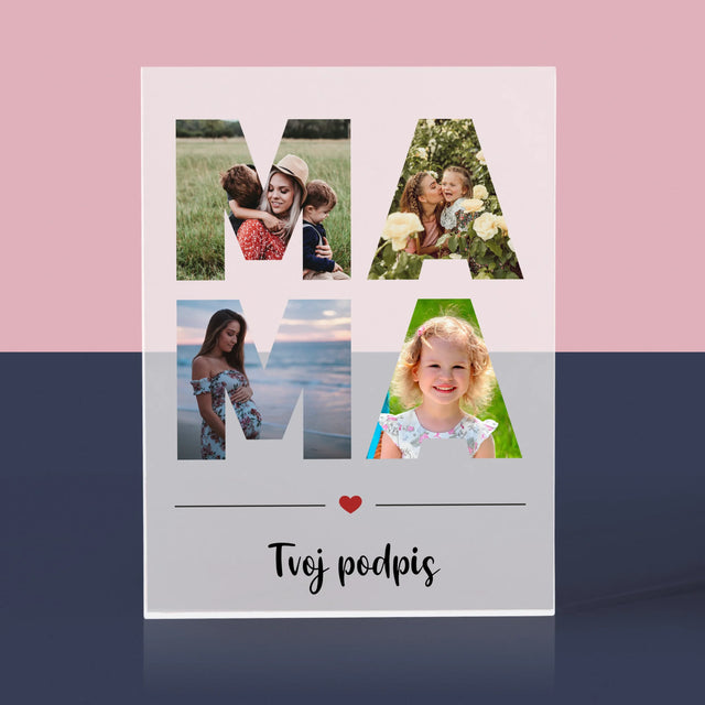 Slovo Z Fotografií: Mama Z Tvojich Fotografií - Akrylový Blok (Vertikálne)