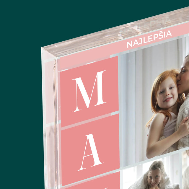 Fotokoláž: Najlepšia Mama Koláž - Akrylový Blok (Vertikálne)