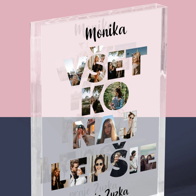 Slovo Z Fotografií: Všetko Najlepšie Z Tvojich Fotografií - Akrylový Blok (Vertikálne)
