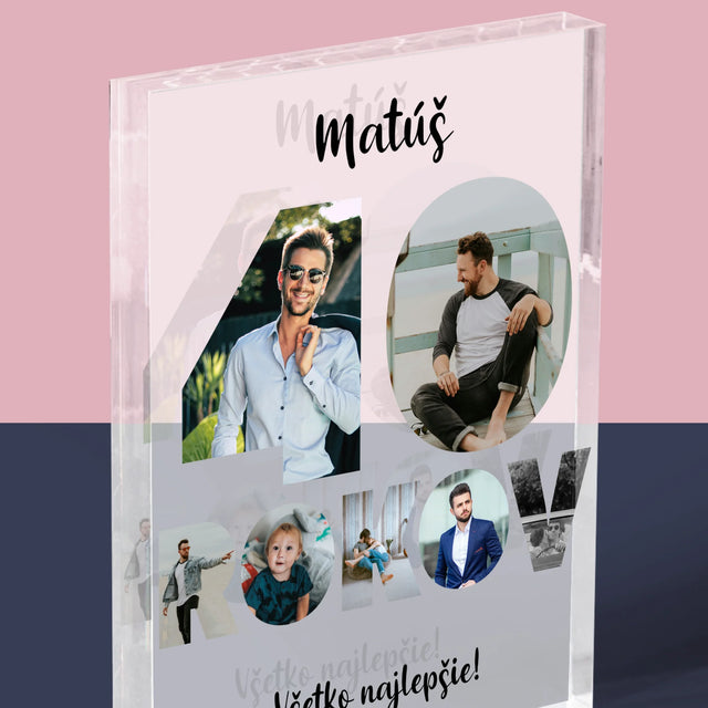 Slovo Z Fotografií: 40 Rokov Z Tvojich Fotografií - Akrylový Blok (Vertikálne)