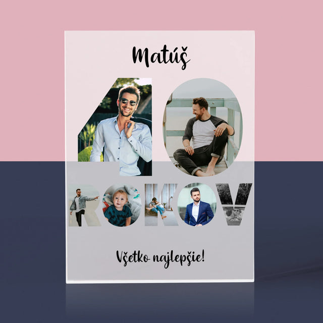 Slovo Z Fotografií: 40 Rokov Z Tvojich Fotografií - Akrylový Blok (Vertikálne)