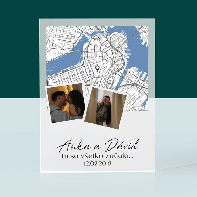 Mapa Mesta: Mapa Mesta: Kde Sa To Začalo - Akrylový Blok (Vertikálne)