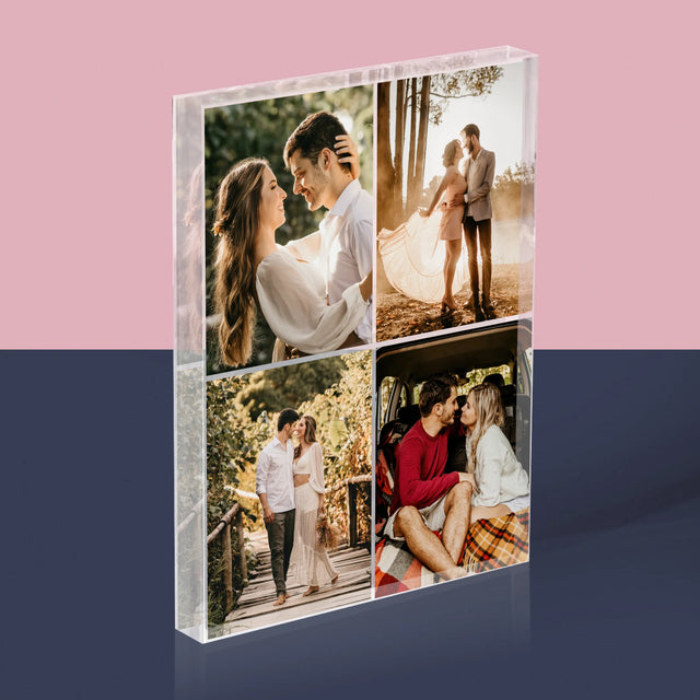 Fotokoláž: 4 Fotografie - Akrylový Blok (Vertikálne)