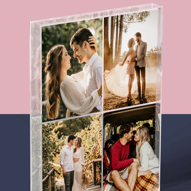 Fotokoláž: 4 Fotografie - Akrylový Blok (Vertikálne)