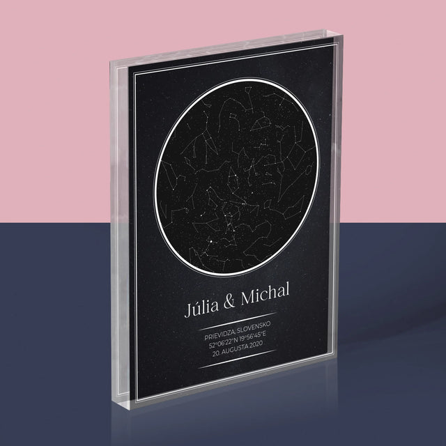 Mapa Hviezd: Mapa Hviezd: Pre Zamilovaných - Akrylový Blok (Vertikálne)