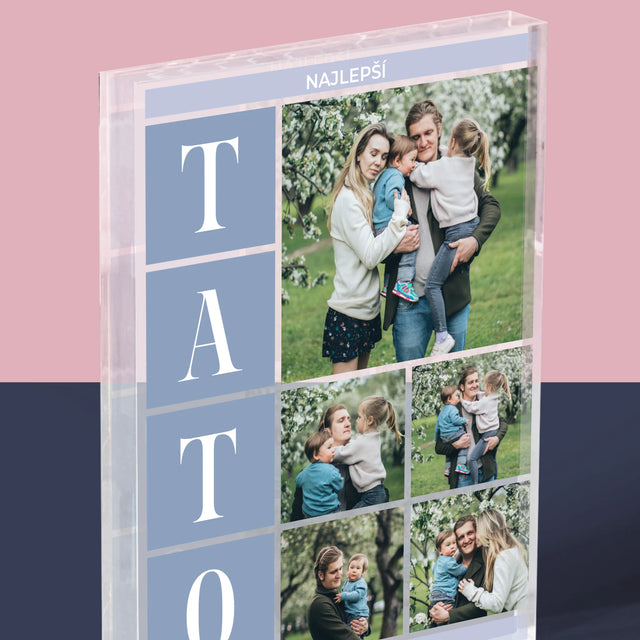Fotokoláž: Najlepší Tato Koláž - Akrylový Blok (Vertikálne)