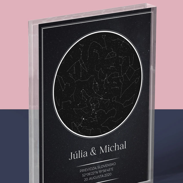 Mapa Hviezd: Mapa Hviezd: Pre Zamilovaných - Akrylový Blok (Vertikálne)