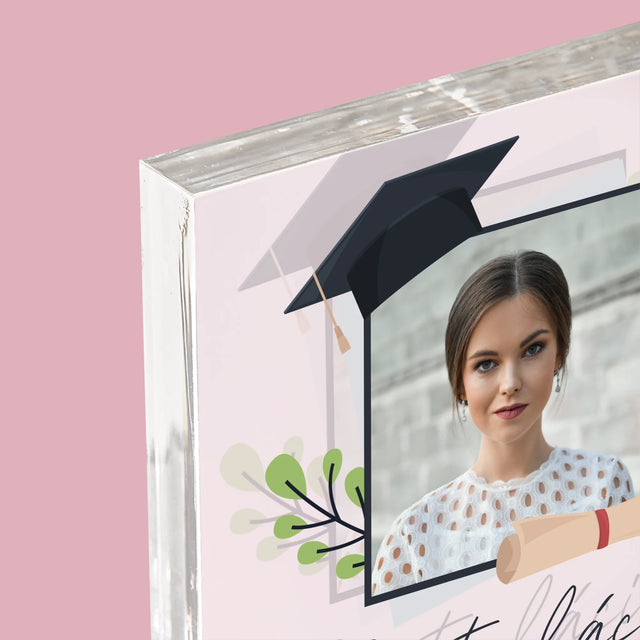 Fotografia A Podpis: Gratulácie Magisterka - Akrylový Blok (Vertikálne)