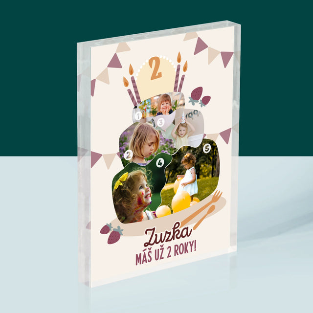 Tvar Z Fotografií: Narodeninová Torta - Akrylový Blok (Vertikálne)