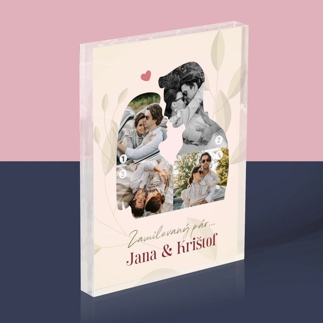 Tvar Z Fotografií: Zamilovaný Pár - Akrylový Blok (Vertikálne)