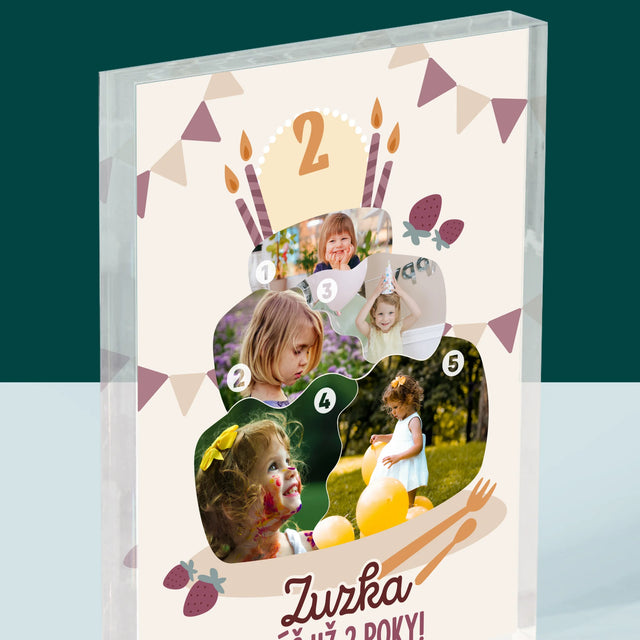 Tvar Z Fotografií: Narodeninová Torta - Akrylový Blok (Vertikálne)