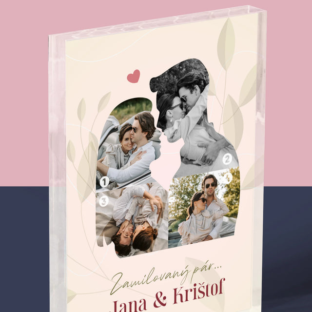 Tvar Z Fotografií: Zamilovaný Pár - Akrylový Blok (Vertikálne)