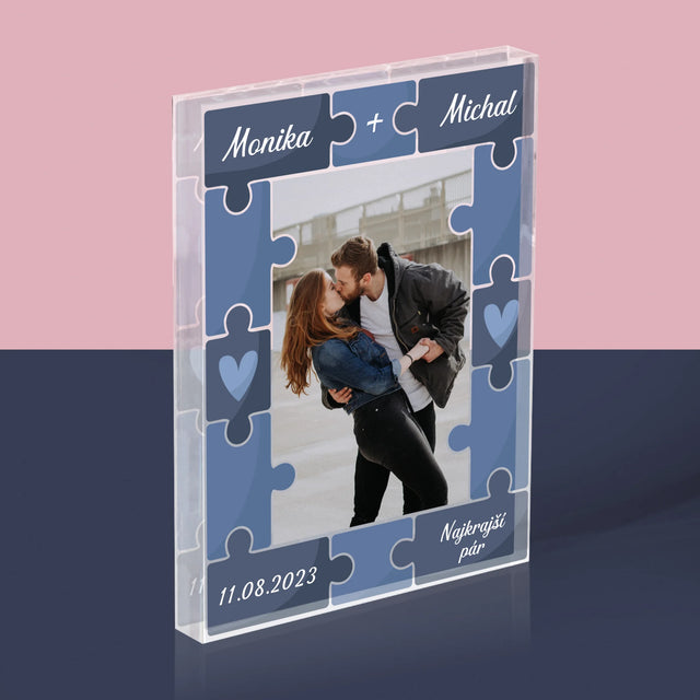 Fotografia A Podpis: Puzzle + Fotografia - Akrylový Blok (Vertikálne)