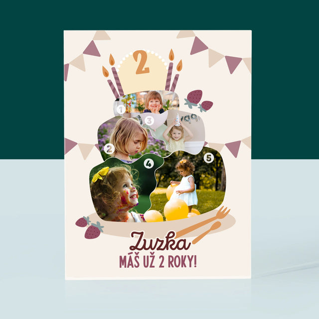 Tvar Z Fotografií: Narodeninová Torta - Akrylový Blok (Vertikálne)