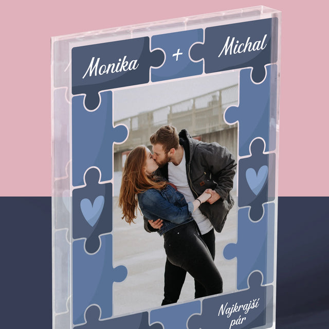 Fotografia A Podpis: Puzzle + Fotografia - Akrylový Blok (Vertikálne)