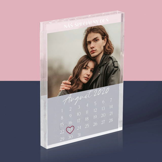 Fotografia A Podpis: Náš Špeciálny Deň - Akrylový Blok (Vertikálne)