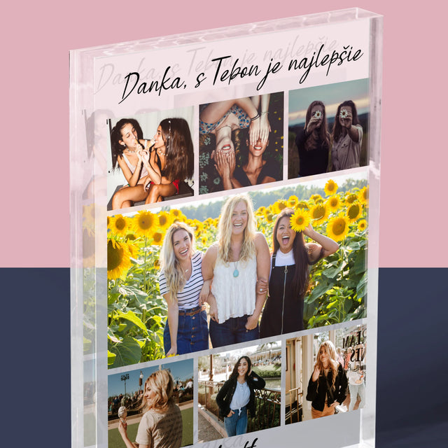 Fotokoláž: Najlepšia Kamarátka - Akrylový Blok (Vertikálne)