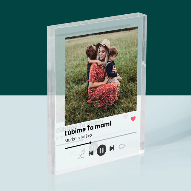 Fotografia A Podpis: Ľúbime Ťa Mami - Akrylový Blok (Vertikálne)