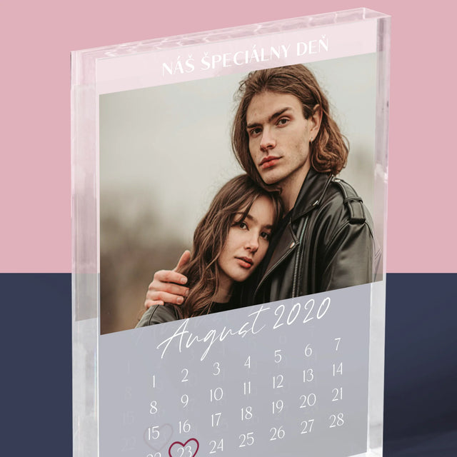 Fotografia A Podpis: Náš Špeciálny Deň - Akrylový Blok (Vertikálne)