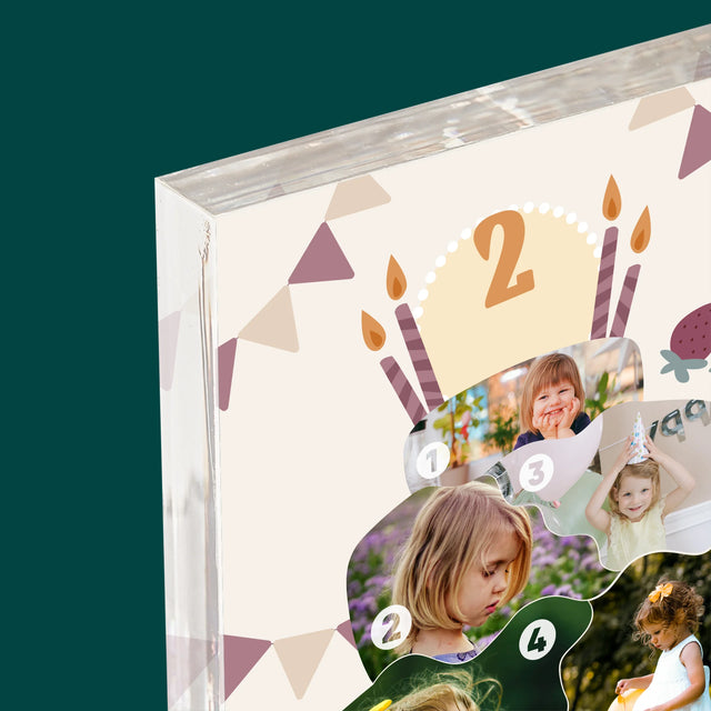 Tvar Z Fotografií: Narodeninová Torta - Akrylový Blok (Vertikálne)