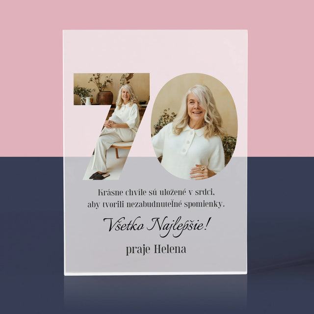 Slovo Z Fotografií: 70. Narodeniny - Akrylový Blok (Vertikálne)