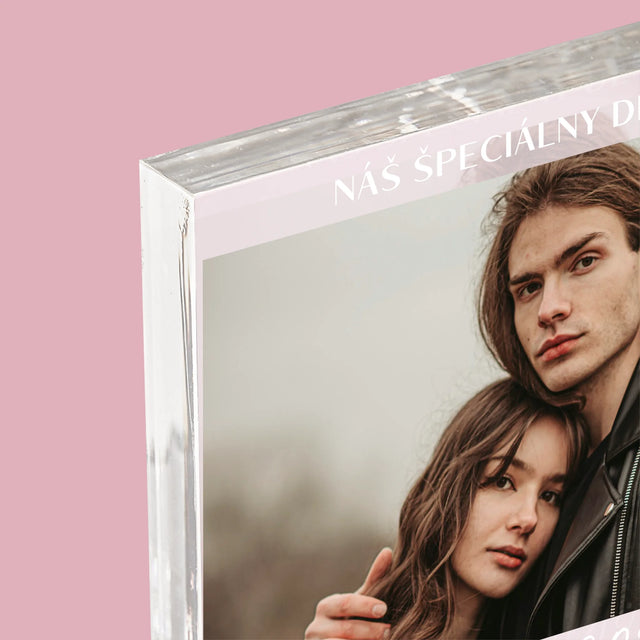 Fotografia A Podpis: Náš Špeciálny Deň - Akrylový Blok (Vertikálne)