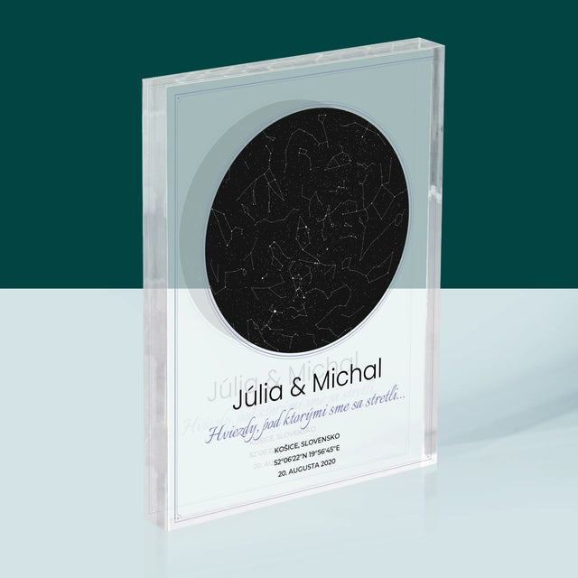 Mapa Hviezd: Mapa Hviezd: Pod Hviezdami - Akrylový Blok (Vertikálne)