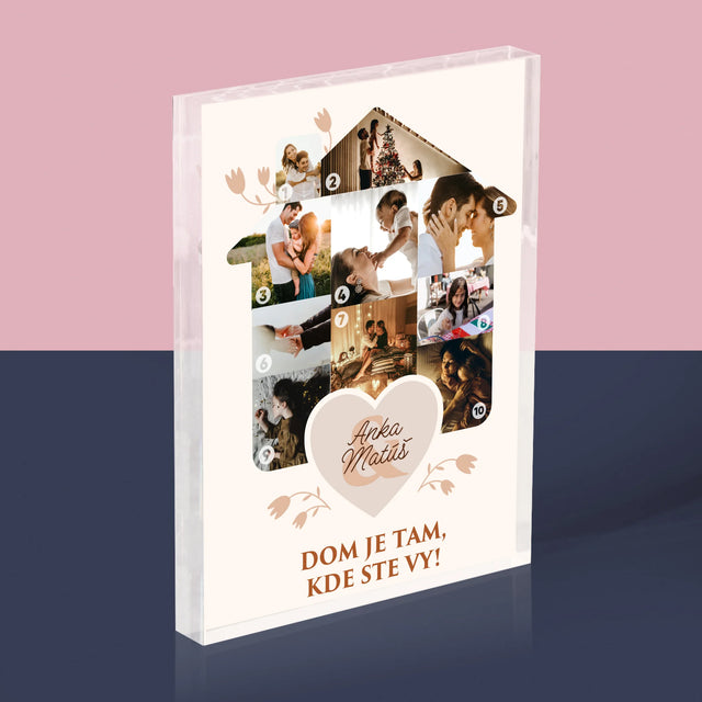 Tvar Z Fotografií: Rodinný Dom - Akrylový Blok (Vertikálne)