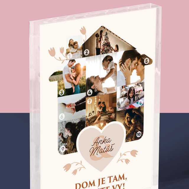 Tvar Z Fotografií: Rodinný Dom - Akrylový Blok (Vertikálne)