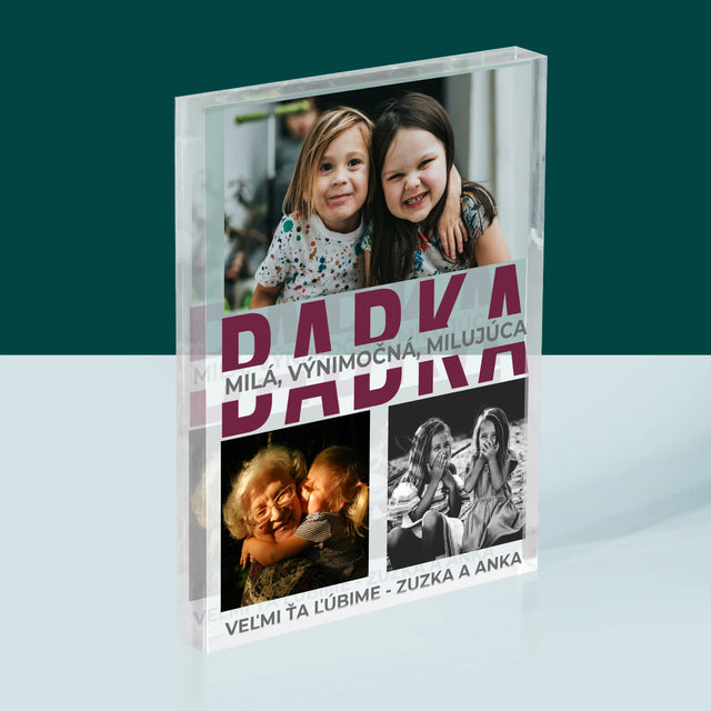 Fotokoláž: Babka Charakterové Vlastnosti - Akrylový Blok (Vertikálne)