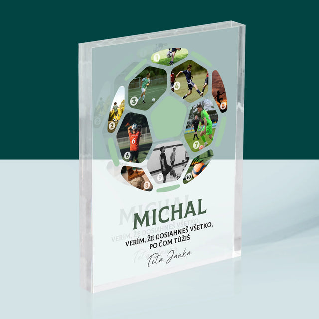 Fotokoláž: Futbal Koláž Z Fotografií - Akrylový Blok (Vertikálne)