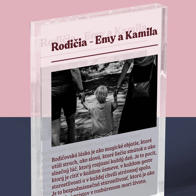 Fotografia A Podpis: Rodičia Definícia Ich Lásky - Akrylový Blok (Vertikálne)